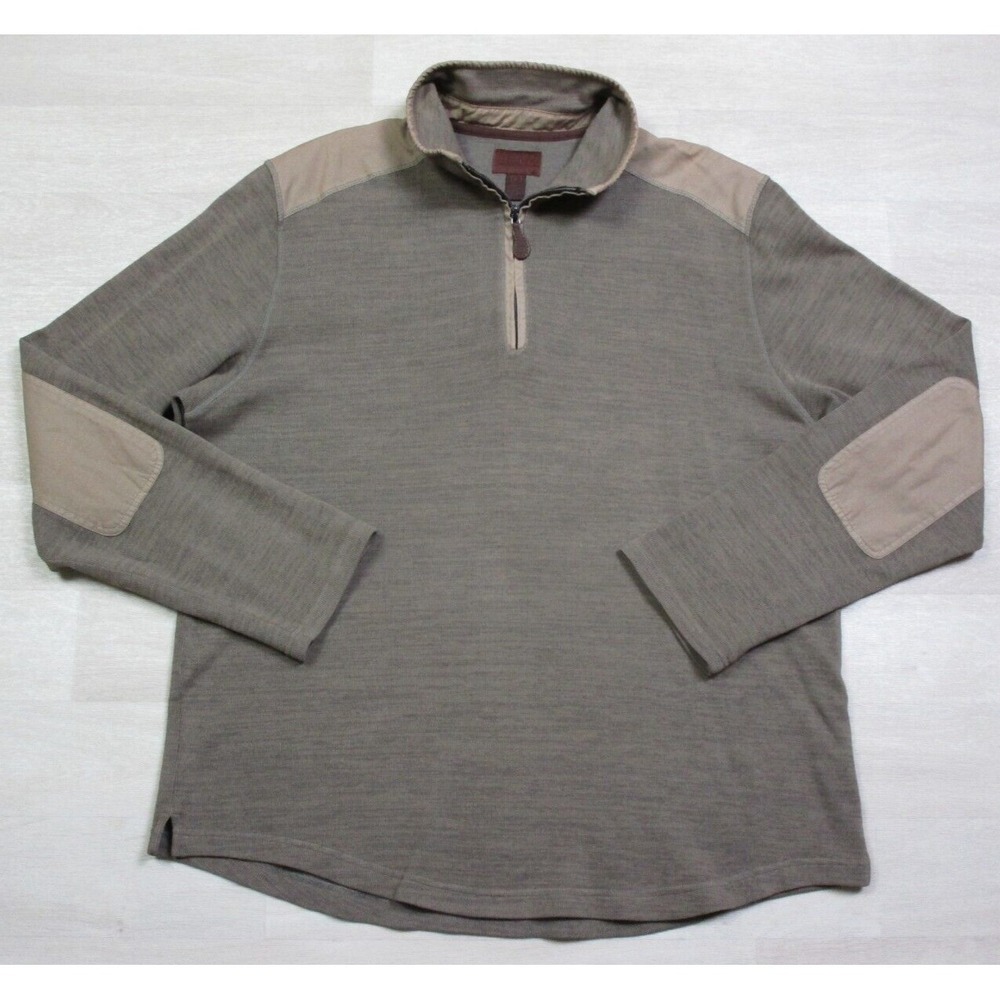 Men's BORN 1/4 Zip Pullover Sweater Size‎ (L) Elbow Patches Outdoor Shoes Fleece